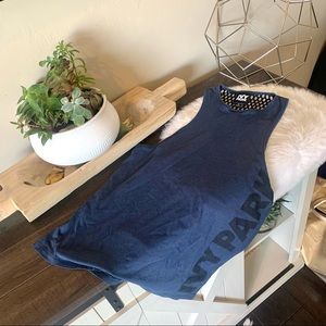Ivy Park Blue Mesh Back Active Tank Top #368